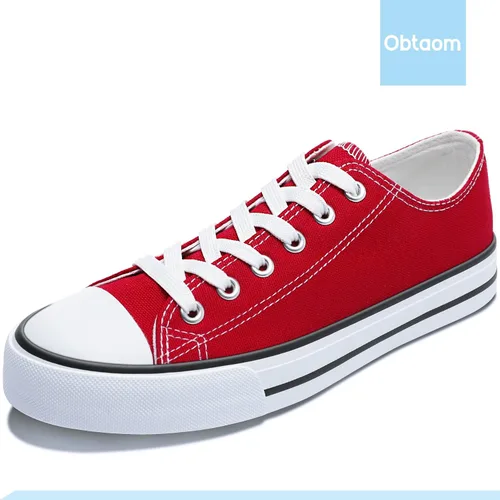 Miniatura 3 de Obtaom - Tenis de lona modernos con diseño de caña baja y de calce fácil para mujeres