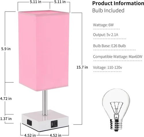 Miniatura 5 de Lámpara de mesa con control táctil, 3 modos regulables, puertos USB C+A y tomacorriente, lámpara de noche para decoración de dormitorio y sala