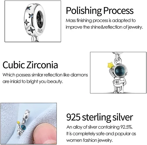Miniatura 144 de KUNSIR Los abalorios se adaptan a pulseras Pandora para mujer, plata de ley 925, cuentas colgantes de joyería para niñas, dijes de feliz cumpleaños