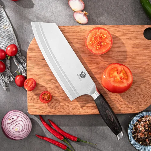 Miniatura 6 de WILDMOK Cuchillo Carnicero de 7.8 Pulgadas, Cuchillos de Chef Chinos Ultra Afilados - Cuchillo de Cocina para Picar, Acero Alemán y Mango Ergonómico