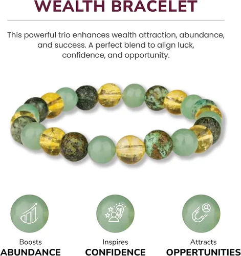 Miniatura 94 de Crystal Vibe Pulseras de cuentas de 0.315 in para mujeres y hombres, pulseras de cristal con piedras preciosas naturales, tamaño elástico ajustable