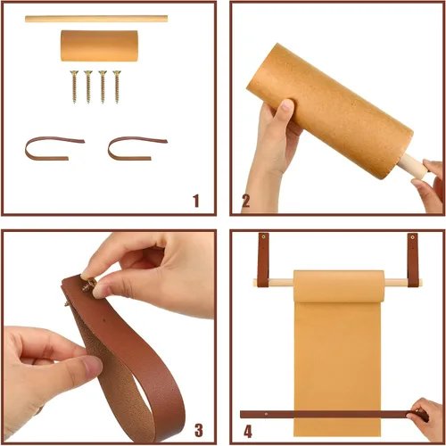 Miniatura 2 de Lincia - Dispensador de rollo de papel kraft de 10 cm montado en la pared, 50 metros, marrón, para listas de la compra, notas, manualidades, papel
