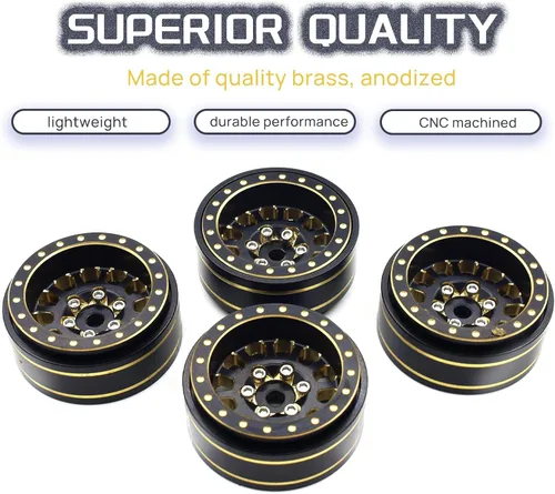 Miniatura 2 de 1.0 Plus Latón Beadlock Ruedas RC Juego de llantas de 1.48 oz/pcs 6 radios llantas para TRX4M Axial SCX24 FMS FCX24 1/18 1/24 RC Crawler Accesorios