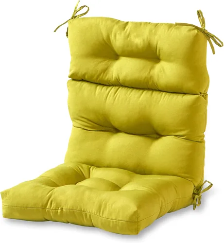 Miniatura 45 de Cojines para silla de respaldo alto para exteriores, diseño de asiento y respaldo con bisagras de una pieza, reversibles con 4 lazos, tela