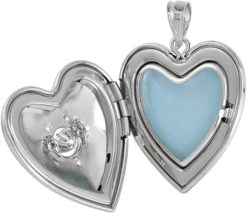 Miniatura 2 de Collar de plata de ley con circonio cúbico de 1.0in con forma de corazón y corazón para mujer
