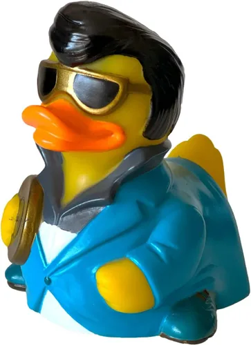 Miniatura 7 de CelebriDucks - Pato de gamuza azul - Patos de goma flotantes - Juguete de baño coleccionable de regalo para niños y adultos de todas las edades