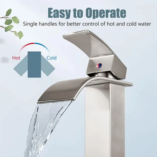 Miniatura 4 de Aolemi Grifo de baño alto para lavabo, grifo de lavabo de un solo agujero, 1 mango, grifo mezclador de montaje en cubierta RV con montaje de drenaje