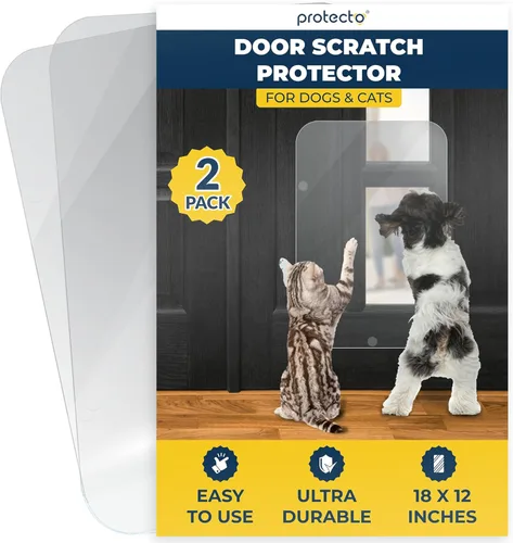 Miniatura 14 de PROTECTO Paquete de 2 protectores de puerta resistentes contra arañazos de perros, 30 x 20 pulgadas, protector de arañazos de puerta transparente