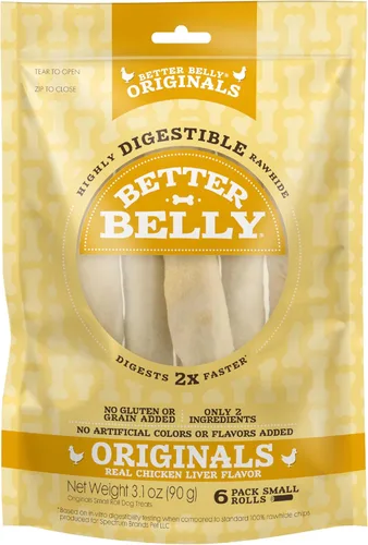 Miniatura 14 de Better Belly Huesos de cuero crudo para perros, de gran digestibilidad, sin granos, sin gluten, sin colores ni sabores artificiales., Hígado