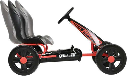 Miniatura 8 de hauck Pedal ciclón Go Kart con asiento de cubo ajustable, ruedas de plástico de espuma EVA de 12 pulgadas, freno de mano para ruedas traseras, Rojo