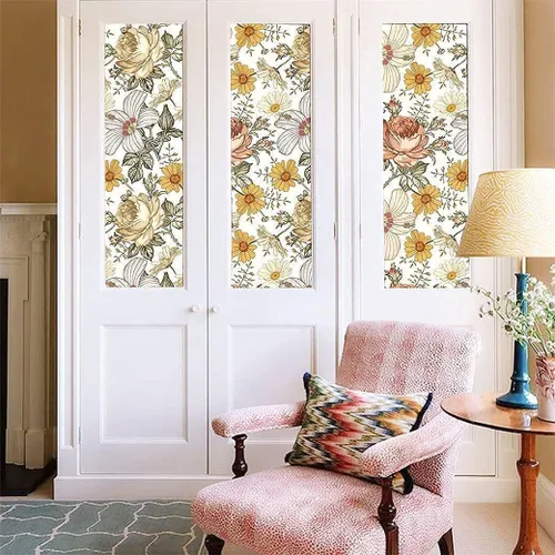 Miniatura 5 de Blooming Wall Papel pintado multicolor de peonía y margaritas para despegar y pegar autoadhesivo extraíble mural de pared decoración de pared
