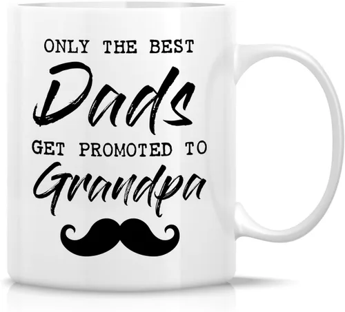 Retreez Taza divertida – The Best Dads Get Promoted to Grandpa - Tazas de café de cerámica de 11 onzas – Regalos de cumpleaños divertidos,