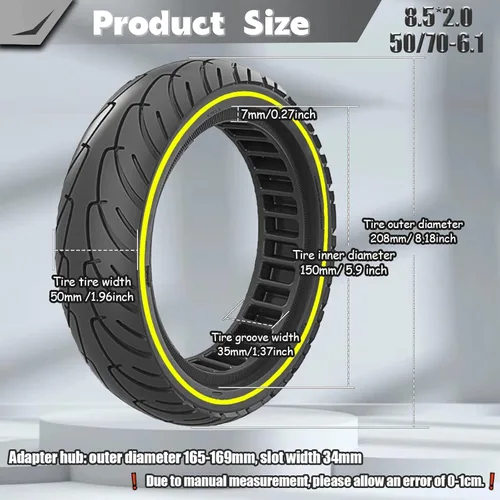Miniatura 3 de 8.5x2.0 Neumático para Patinete, Compatible con 50/75-6.1 8 1/2x2 Neumático Original, 8.5 Pulgadas Compatible con Xiaomi m365/pro Aovopro ES80 Línea