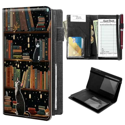 Miniatura 27 de Libretas de alto volumen para camareros, libro de servidor Forest Moon con 2 bolsillos expandibles de 9 x 5, libro de mesera lindo con bolsillo