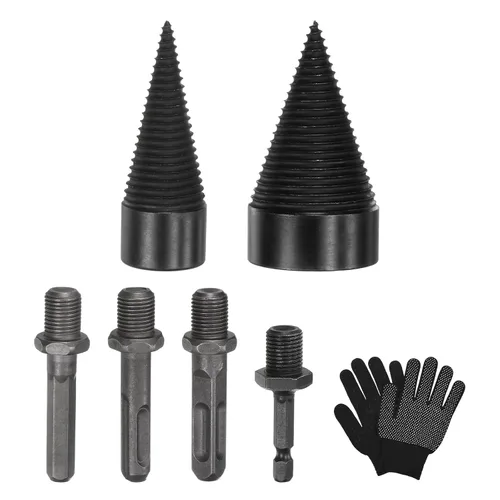 Miniatura 8 de M METERXITY Paquete de 1 broca divisora de madera de 1.260 in + 4 asas (cuadrada+redonda+vástago hexagonal+hexagonal pequeño) broca divisor de leña