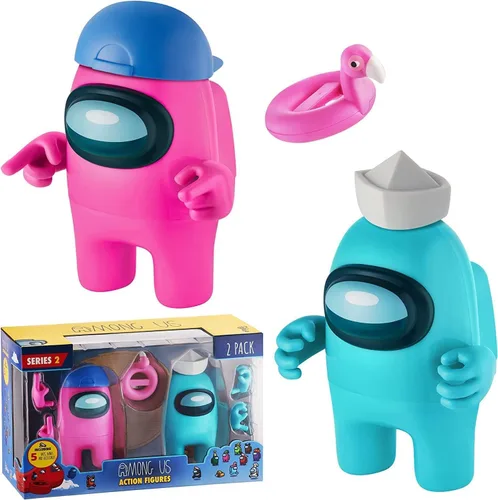P.M.I. Figuras de acción Among Us | Dos de cuatro coleccionables de 4.5 pulgadas de alto | Juguetes Among Us y mini juguetes jugables | Fantasma