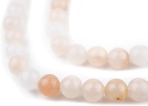 Miniatura 115 de The Bead Chest Cuentas de Jade Blanco Mate Redondas (8mm): Piedra Preciosa Orgánica Redonda Esférica de Energía con Poder de Sanación para Hacer