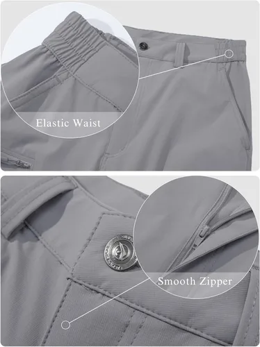 Miniatura 4 de MAGCOMSEN Pantalones de senderismo para hombre, 6 bolsillos, resistentes al agua, pantalones de trabajo de pesca Ripstop, ligeros, de secado rápido