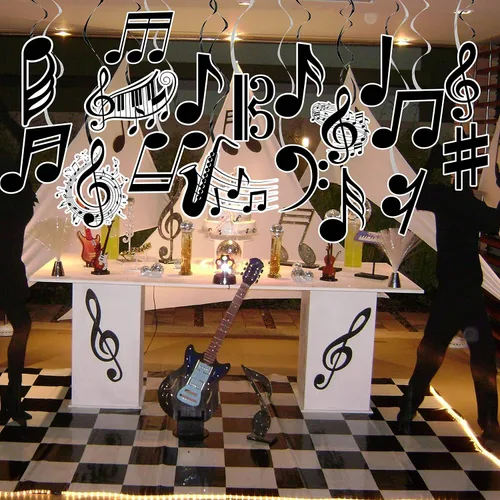 Miniatura 9 de Notas musicales colgantes espirales musicales para fiesta de cumpleaños, decoración de notas musicales, piano, música, fiesta, espiral, recortado