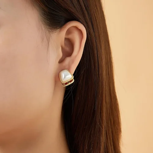 Miniatura 3 de Aretes de perlas para mujer, aretes redondos de perlas de imitación blancas, hipoalergénicos, regalos de joyería para mujer