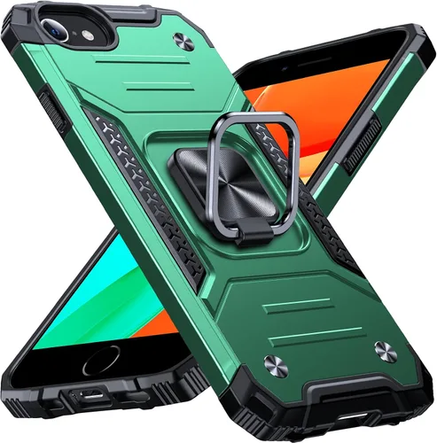 Miniatura 36 de Anqrp Funda resistente para iPhone 6/7/8/SE/SE2 con soporte de anillo mejorado y agarre, grado militar, a prueba de golpes, resistente y robusta