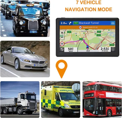 Miniatura 6 de Navegación GPS para coche y autocaravana, GPS de 7 pulgadas de pantalla táctil del vehículo, mapas gratuitos de por vida de América del Norte USA
