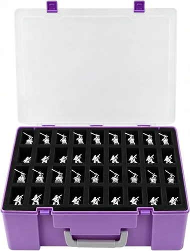 Miniatura 9 de Funda de Transporte Resistente para Figuras en Miniatura con 108 Ranuras - Estuche de Transporte Compatible con D&D y Más (Transparente)