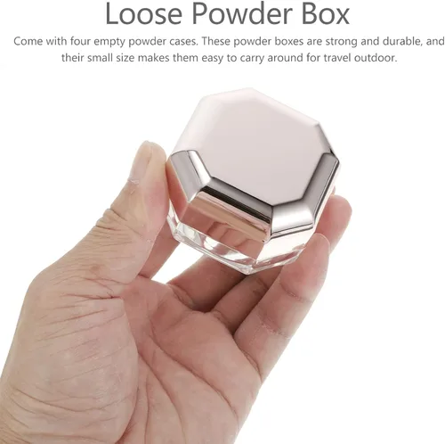 Miniatura 5 de EXCEART Caja de polvo de 4 piezas de polvo cosmético Contenedor de polvo de cuerpo vacío Envase de polvo de maquillaje Puff después de baño Puff