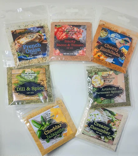 Spice Exchnage - Paquete de 7 mezclas de inmersión de cebolla francesa - Mezcla de salsa de eneldo y especias - Mezcla de salsa de alcachofa