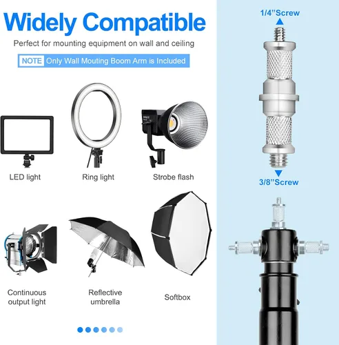 Miniatura 4 de EMART Anillo de luz de montaje en pared, soporte ajustable de 71 pulgadas/70.9 in, soporte superior montado en la parte superior de 70.9 in
