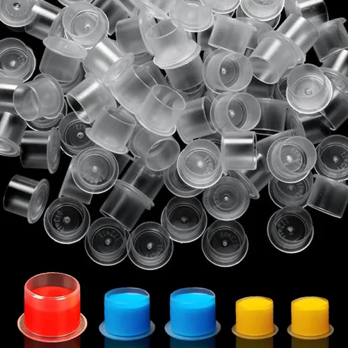 Miniatura 10 de Kit de tapas y soportes de tinta de tatuaje, 300 vasos de tinta desechables (S/M/L) + 2 soportes negros, diseño apilable para tatuadores