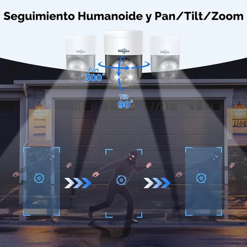 Miniatura 2 de [Inclinación panorámica de 300° 90° + seguimiento humano] Sistema de cámara Hiseeu 4K PoE PTZ, sistema de cámara de seguridad NVR con 6 cámaras