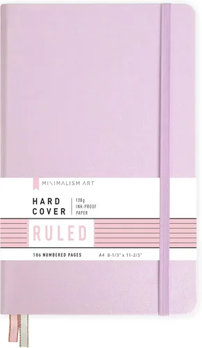 Miniatura 30 de Minimalism Art, Premium Hard Cover Notebook Journal, X-Large Size, Master A4 8.3" x 11.4", 186 Numbered Pages, Gusseted Pocket, Ribbon Bookmark