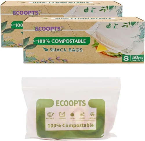 Miniatura 8 de Bolsa con cremallera 100% compostable para aperitivos Bolsas de almacenamiento pequeñas ecológicas Bolsa para congelador A base de plantas sin