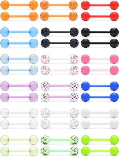 Miniatura 10 de Ruifan - Piercing para el pezón o la lengua de acrílico flexible que brilla en la oscuridad, de 0.49 oz y 0.630 pulgadas