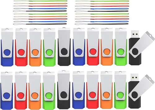 Unidad flash de 16 GB, paquete de 20 unidades de memoria USB 2.0 para almacenamiento de datos y copia de seguridad (colores mixtos)