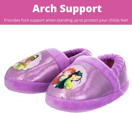 Miniatura 3 de Disney Pantuflas de princesa para niñas - Pantuflas peludas enredadas, sirenita, la bella y la bestia (talla 5-10 niñotalla 11-12 niña)
