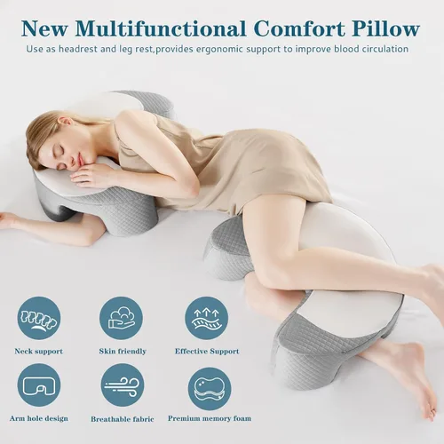 Miniatura 2 de EUHAMS - Almohada para durmientes laterales - Almohada ergonómica de espuma viscoelástica para el hombro con agujeros para los brazos para aliviar