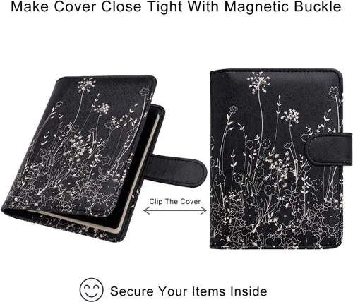 Miniatura 6 de WALNEW Funda para pasaporte, funda para pasaporte, tarjeta, cartera, C-black Flowers, Estilo C