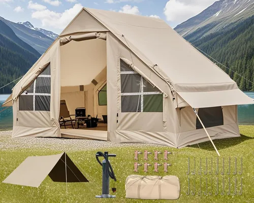 Miniatura 8 de Inflatable Camping Tent,2/4/6/8 Person Glamping Inflatable Tents with Awning, Quick Setup Blow Up Tents with Pump, Waterproof Oxford Inflatable 2-4