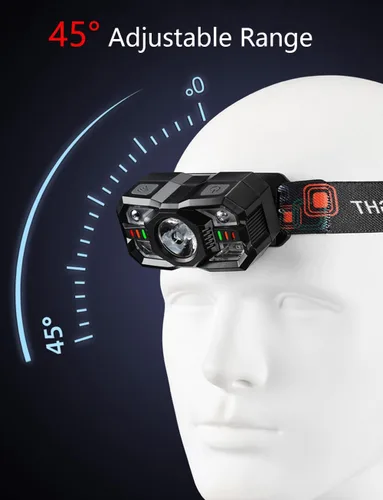 Miniatura 3 de Skylla Linterna frontal recargable, 1200 lúmenes ultra brillante LED linterna con luz blanca y roja, sensor de movimiento impermeable, 5 modos