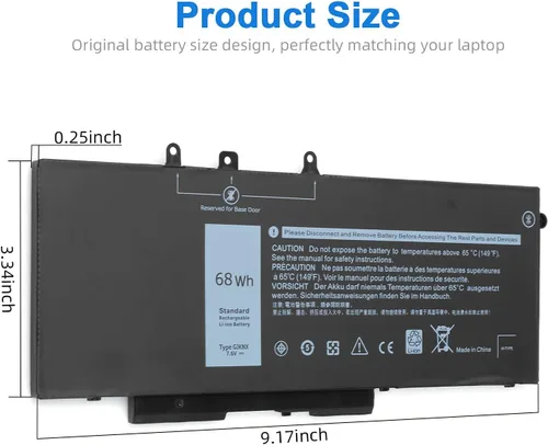 Miniatura 2 de Syfrufo GJKNX - Batería de repuesto para laptop (68Wh 7.6V 8500mAh) para Dell Latitude 5480 5580 5280 5490 5491 5580 5590 5591 E5480 E5580 E5590