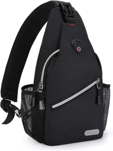 MOSISO Mochila Mini de Bandolera, Pequeña Mochila de Senderismo, Mochila de Viaje, Mochila Casual para Deportes al Aire Libre, Negra Negro