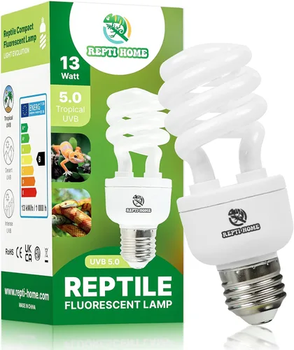 UVB Luz de Reptil 5.0, Bombilla UVA UVB de 13W Tropical y Sub-Tropical para Reptiles, Lámpara Fluorescente Compacta Tropical para Terrario, Bombilla