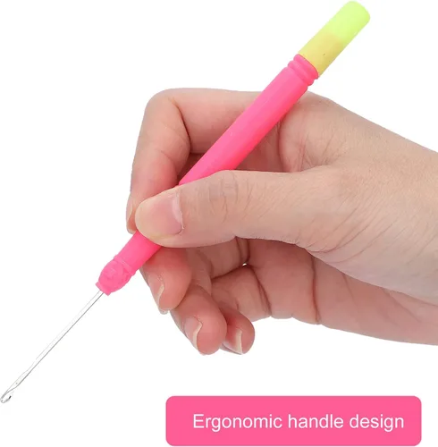 Miniatura 3 de 5 ganchos de plástico para extensiones de cabello, juego de ganchillo, herramienta de gancho para trenzar el cabello (rojo rosa #2)