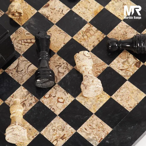Miniatura 2 de Juego de ajedrez de mármol para adultos de 15 pulgadas, hecho a mano, juego de mesa negro y coral con 32 piezas de ajedrez, 2 reinas adicionales