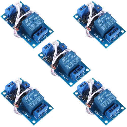 Miniatura 8 de 5 módulos de relé fotorresistente XH-M131, interruptor de control de luz CC 5V 10A, módulo de relé fotorresistente, sensor de detección de brillo