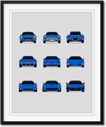 Miniatura 7 de Custom Car Posters Póster hecho a mano compatible con Chevy Corvette Generations e impresión de Chevrolet Corvette (C1 C2 C3 C4 C5 C6 C7 C8)
