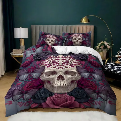 Miniatura 8 de AILONEN Juego de ropa de cama de mariposas en blanco y negro tamaño King, juego de funda de edredón con estampado de estilo en relieve de lujo