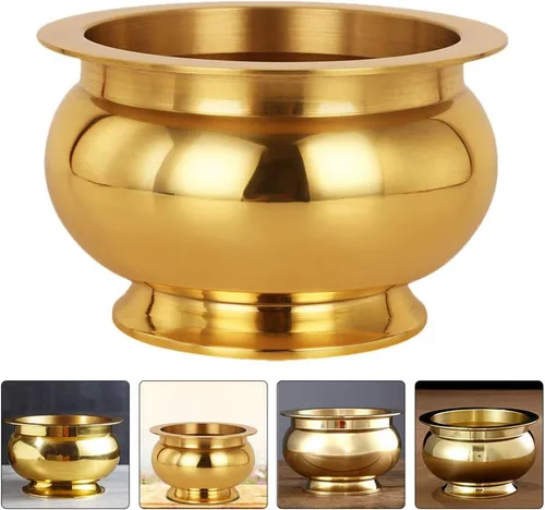 Miniatura 6 de VALICLUD Quemador de incienso de cobre, cuenco con soporte para palitos de incienso de estilo chino asiático, cono, recogedor de cenizas de incienso